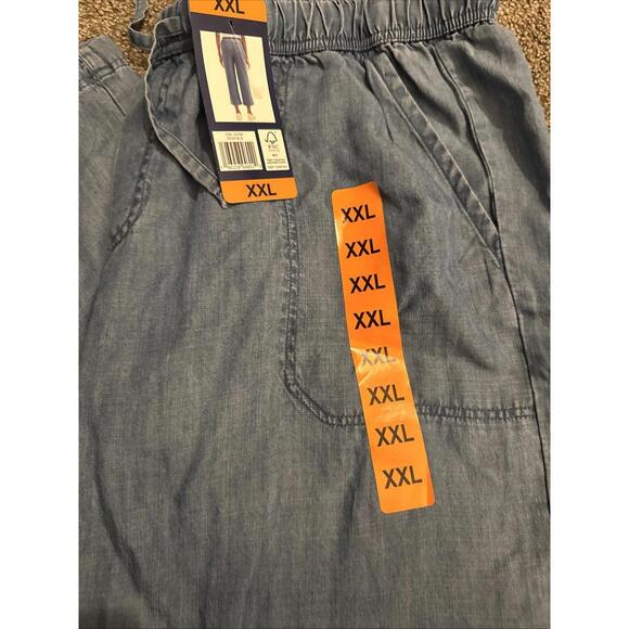 NWT Splendid Women's Cropped Wide Leg Drawstring Pant, Blue, 2XL Drawstring - Picture 4 of 7